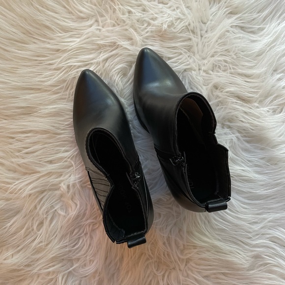 Black Faux Leather Ankle Booties - Picture 5 of 16